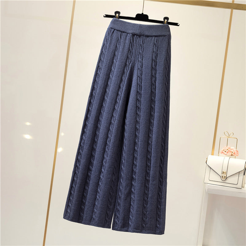 Damen Strickweite Palazzo-Hose mit Zopfmuster EB