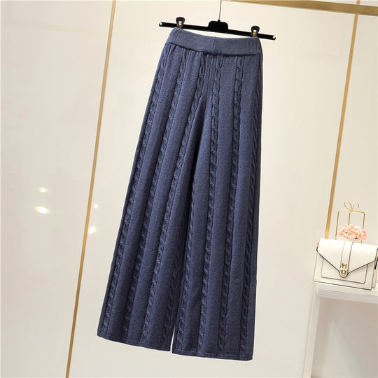 Damen Strickweite Palazzo-Hose mit Zopfmuster EB