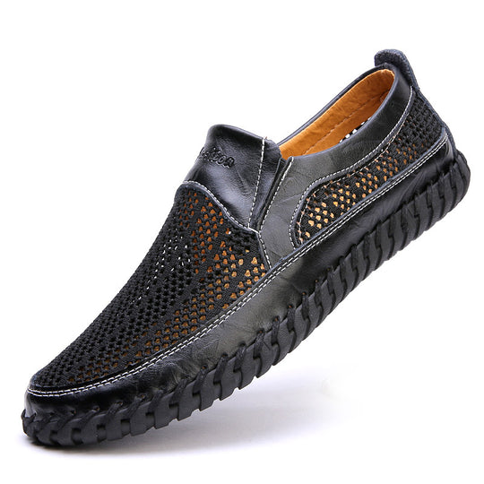 Damen Atmungsaktive Slipper aus weichem Leder mit flexiblem SohlenDesign EB