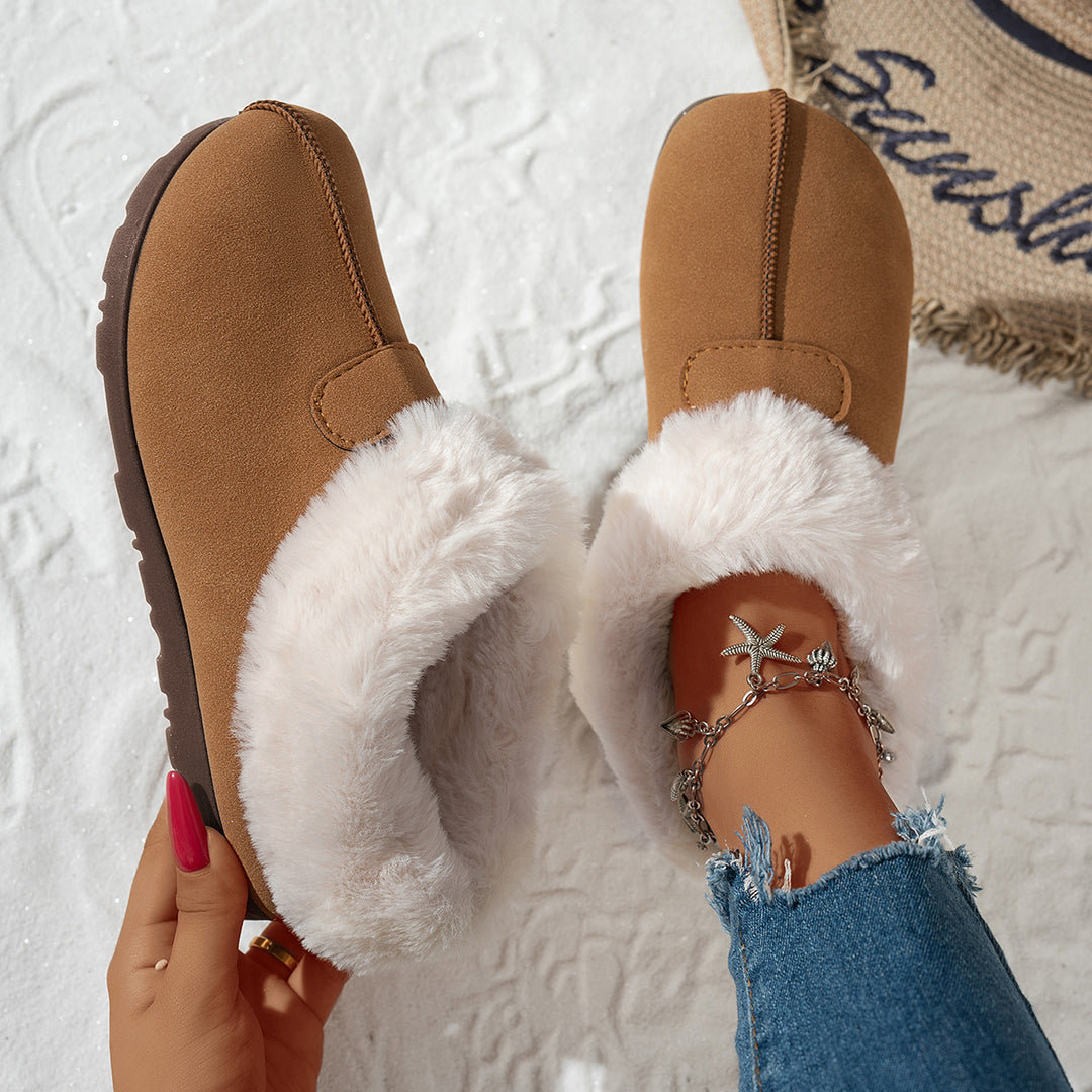 Damen Fuzzy Hausschuhe mit flauschigem Innenfutter EB