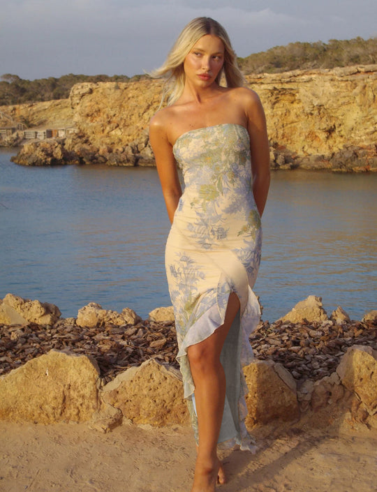 Damen Sommerliches Strandkleid mit elegantem seitlichem Schlitz EB