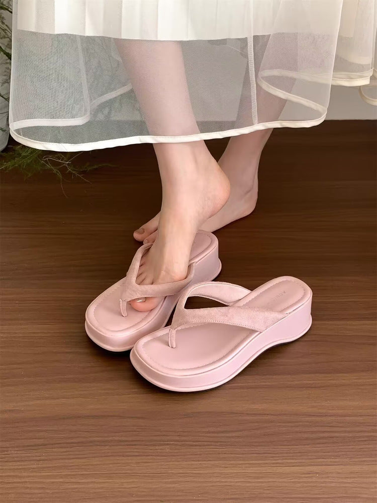 Damen trendige Wedge-Zehentrenner mit elegantem Obermaterial EB