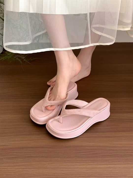 Damen trendige Wedge-Zehentrenner mit elegantem Obermaterial EB