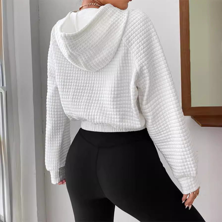 Damen modischer cropped Hoodie mit strukturierter Oberfläche EB
