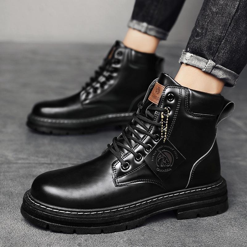 Damen Lederstiefeletten mit robustem Profil und Schnürung EB