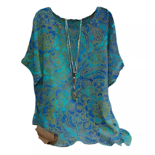 Damen Leichte Sommerbluse mit floralem Design EB