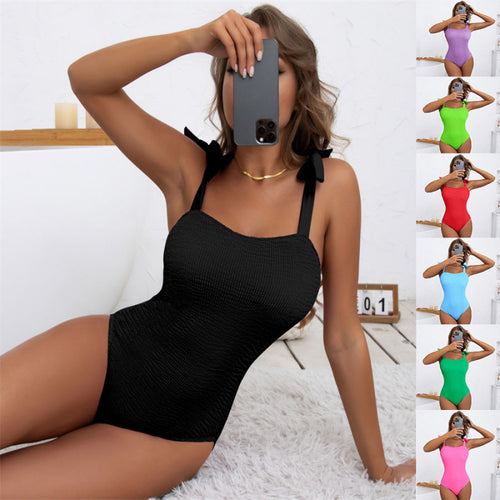 Damen Einteiler Badeanzug mit verspieltem Schleifen-Design und figurformendem Schnitt EB