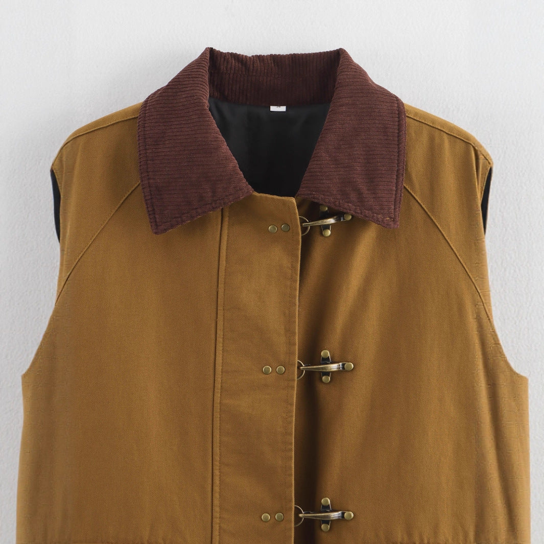 Damen lässige Utility-Jacke mit funktionalen Taschen und praktischer Knopfverschluss EB