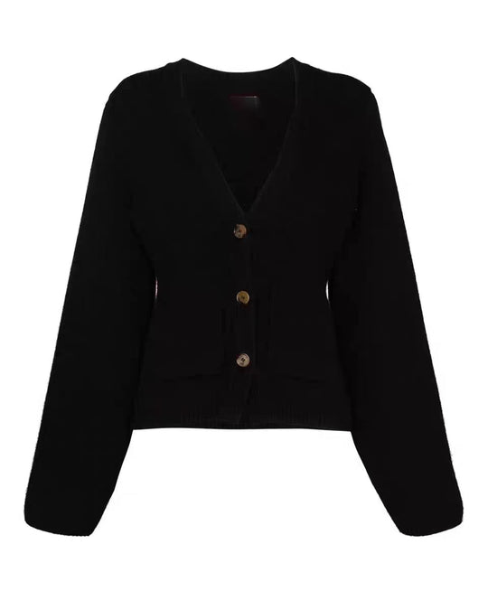 Damen Strickjacke mit weitem Schnitt und dekorativen Knöpfen EB