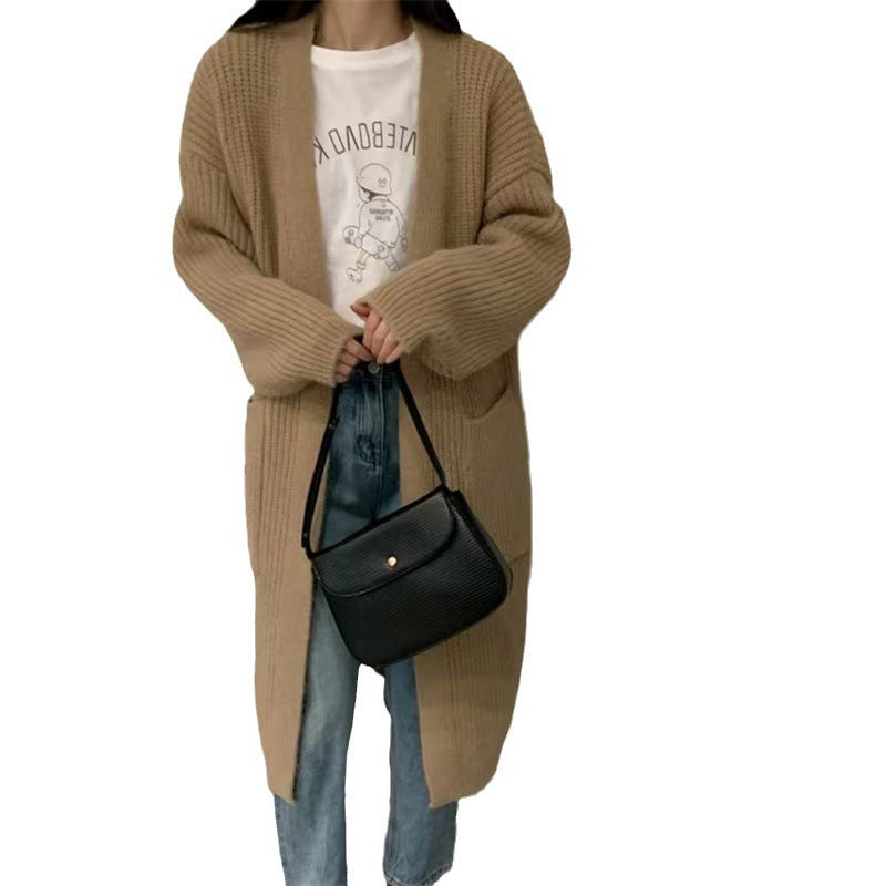 Damen Strickcardigan mit lockerer Silhouette und tiefen Taschen EB