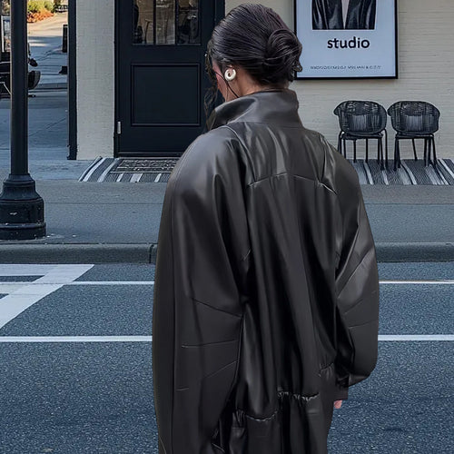 Damen Oversize-Thermojacke mit hohem Kragen und strukturierter Oberfläche EB