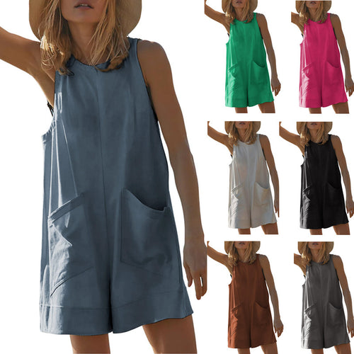 Damen Lässiger Jumpsuit mit praktischen Taschen und weit geschnittenem Design EB