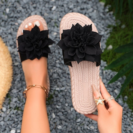 Damen Bequeme Pantoletten mit floralem Dekor EB