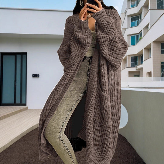 Damen Großer Strickcardigan mit offenen Ärmeln und gemütlichem Schnitt EB