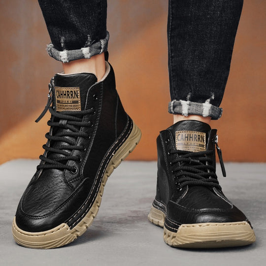 Damen Modische High-Top Sneakers mit robustem Obermaterial und seitlichem Reißverschluss EB