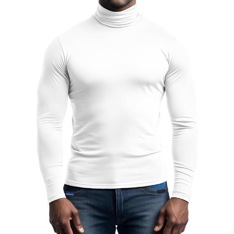 Herren nan eng anliegende Rollkragen-Langarmshirt aus Stretchjersey mit körpernaher Passform EB
