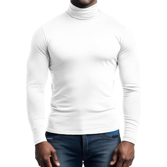 Herren nan eng anliegende Rollkragen-Langarmshirt aus Stretchjersey mit körpernaher Passform EB