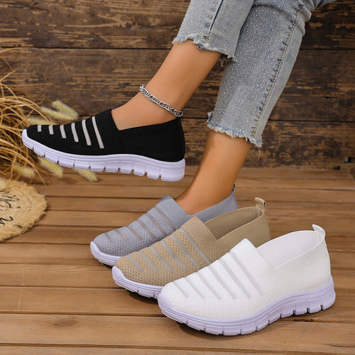 Damen Atmungsaktive Slip-On Sneakers mit elastischem Riemendesign EB