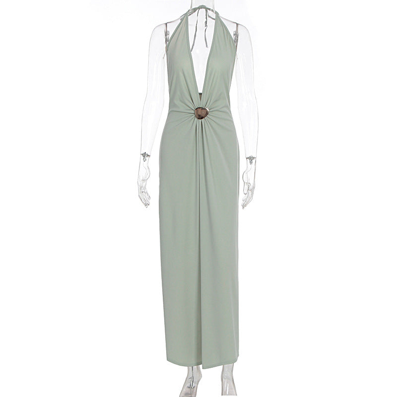 Damen Elegantes Wickelkleid mit tiefer V-Ausschnitt und raffiniertem Gürtel EB