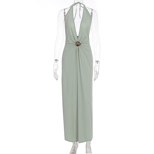 Damen Elegantes Wickelkleid mit tiefer V-Ausschnitt und raffiniertem Gürtel EB