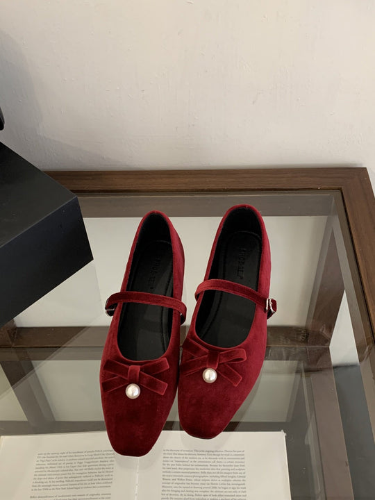 Damen bequeme Ballerinas mit dekorativem Riemen und Perlendetail EB