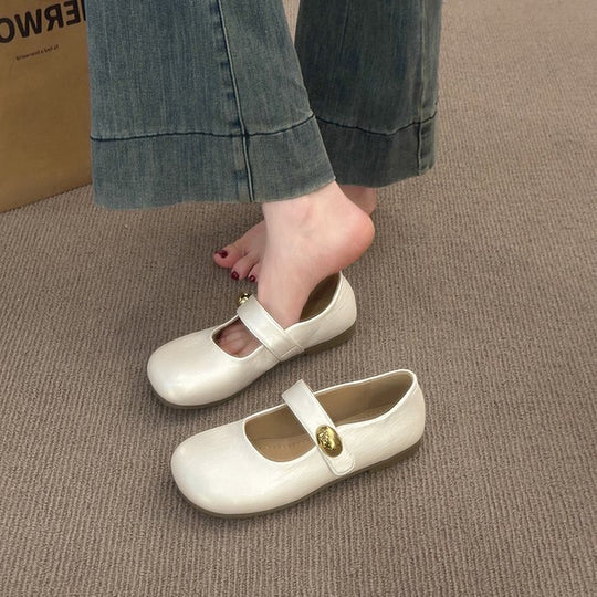 Damen elegante Mary Jane Ballerinas mit dekorativem Knopf EB