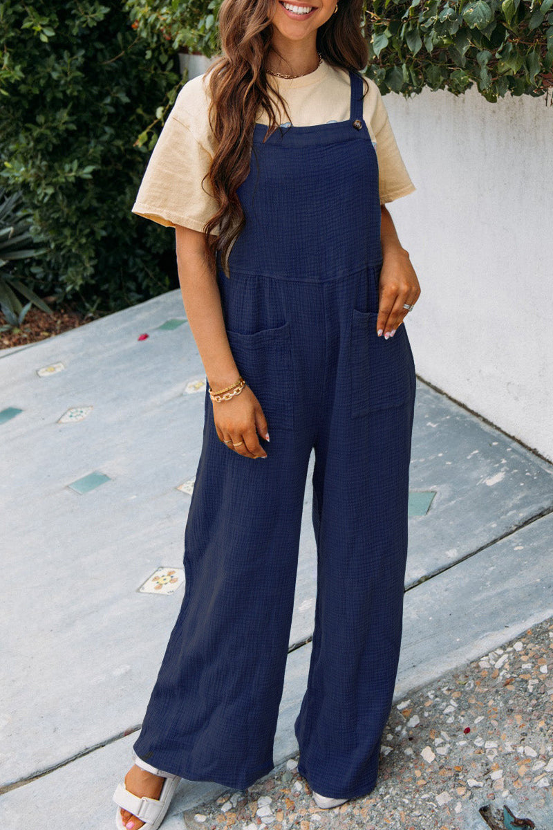 Damen lässiger Jumpsuit mit weitem Schnitt und praktischen Taschen EB