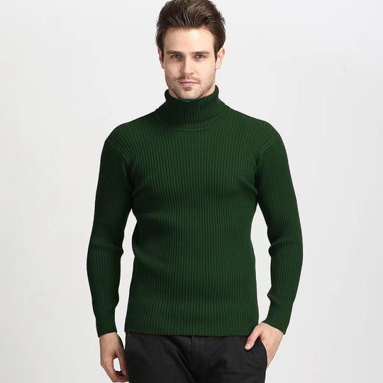 Herren nan Rippstrick Rollkragenpullover figurnaher elastischer Feinstrick EB