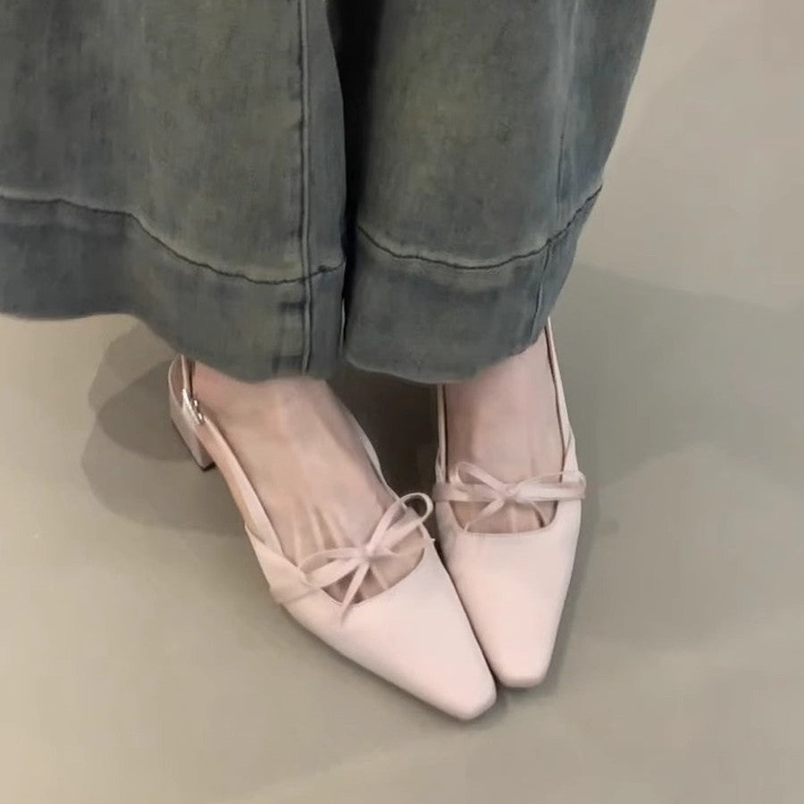 Damen elegante Slingback-Ballerinas mit dekorativem Schleifenakzent EB