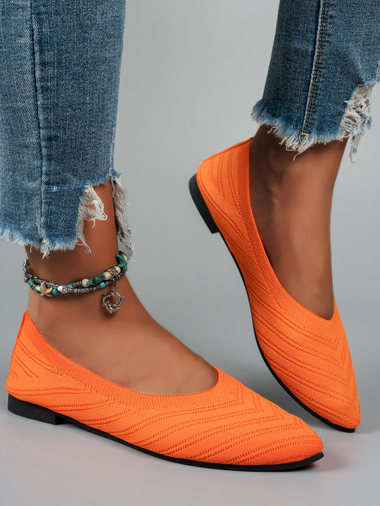 Damen elegante Ballerinas aus atmungsaktivem Strickmaterial EB