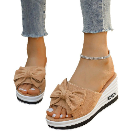 Damen Plateausandalen mit modischer Schleifenapplikation und komfortabler Sohle EB