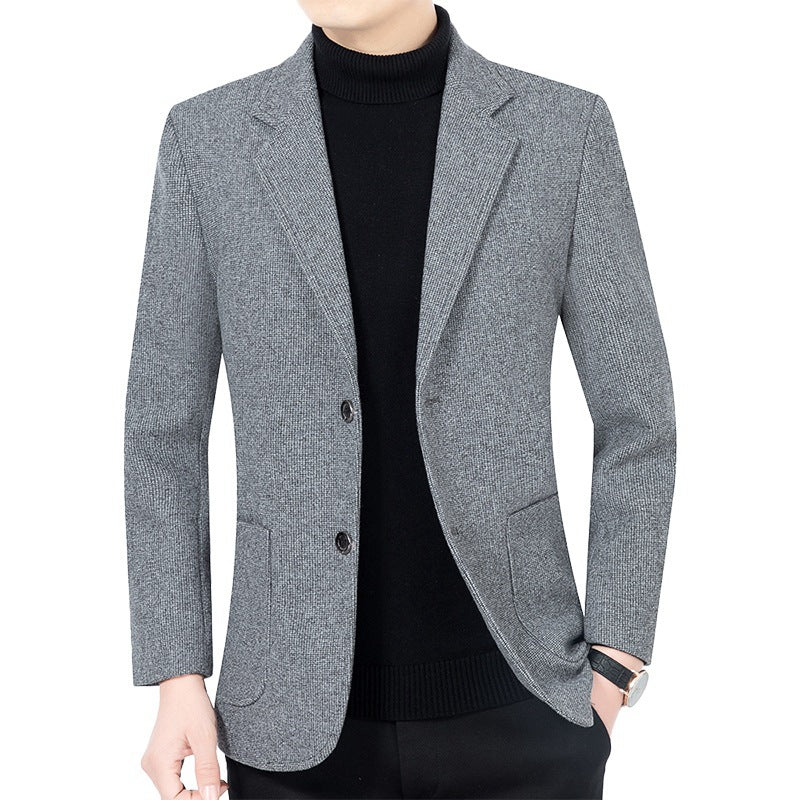 Herren Strukturierter Strickblazer mit Reverskragen und aufgesetzten Taschen EB