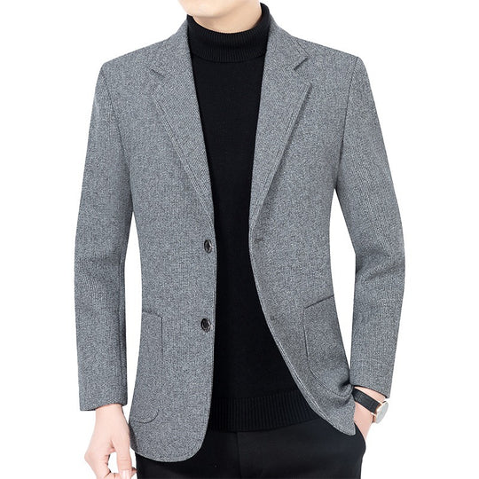 Herren Strukturierter Strickblazer mit Reverskragen und aufgesetzten Taschen EB