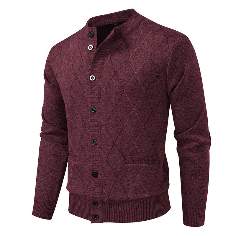 Herren Strickjacke mit modernen Rautenmustern und praktischen Taschen EB