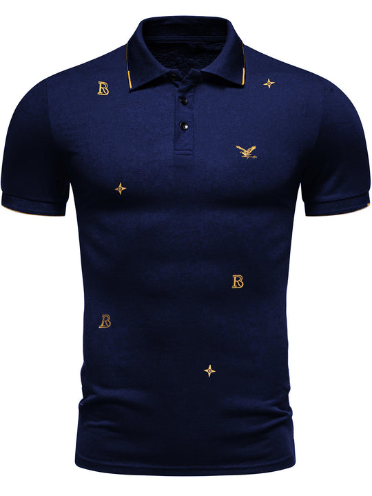 Herren Polohemd mit modischem Stickdesign und hochwertigem Stoff EB