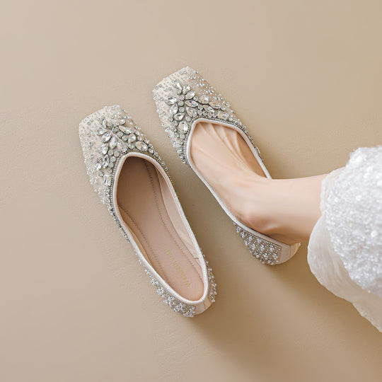Damen Ballerinas mit funkelnden Strass-Applikationen EB