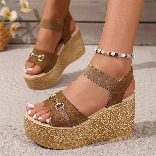 Damen Wedge-Sandalen mit luxuriösen Riemen und rutschfester Sohle EB