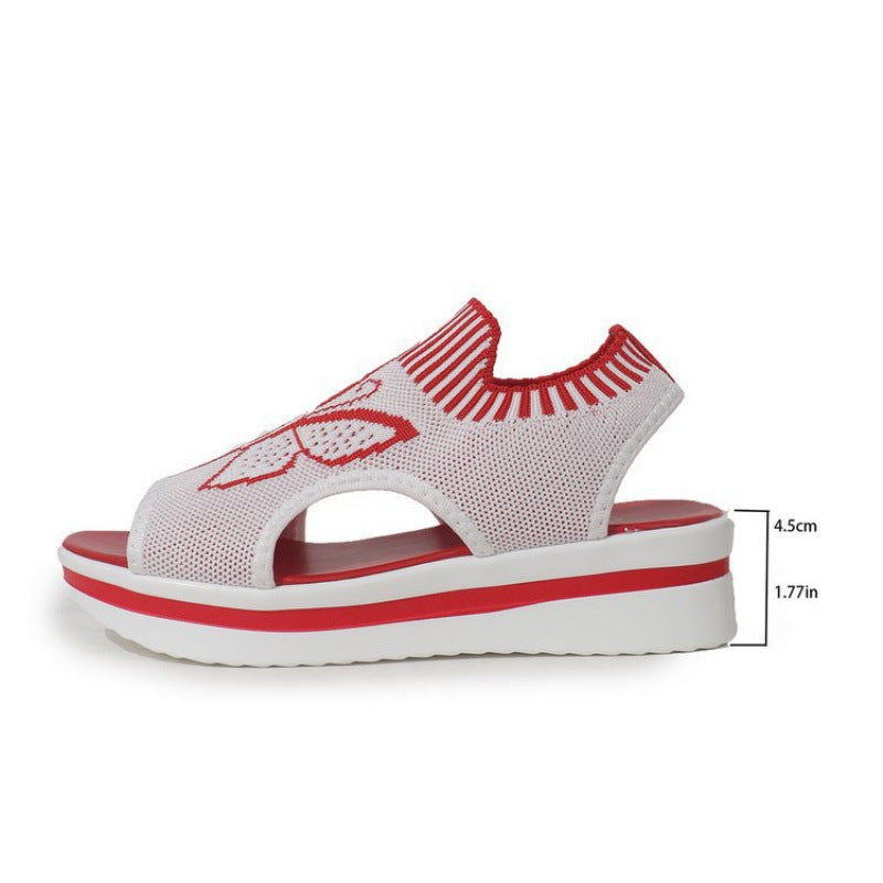Damen bequeme Freizeit-Sandalen mit atmungsaktivem Netzdesign und floralem Akzent EB