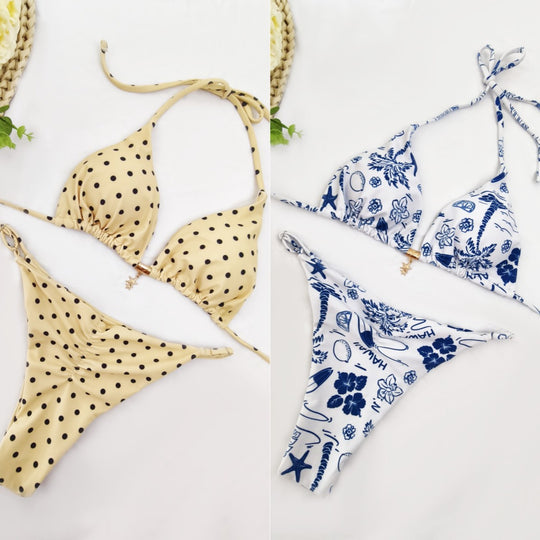 Damen Bikini-Set mit raffiniertem Polka-Dot-Design und verstellbarem Halter EB
