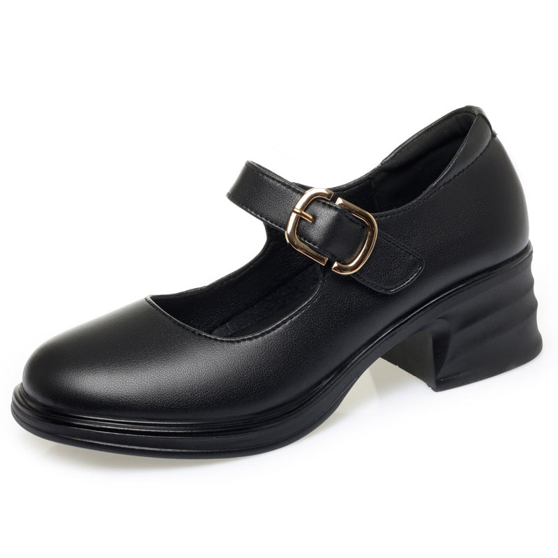 Damen Mary Jane Pumps mit komfortablem Blockabsatz und modischer Schnalle EB