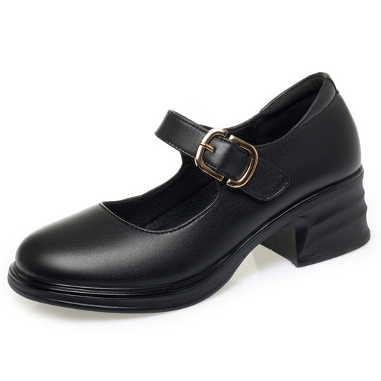 Damen Mary Jane Pumps mit komfortablem Blockabsatz und modischer Schnalle EB