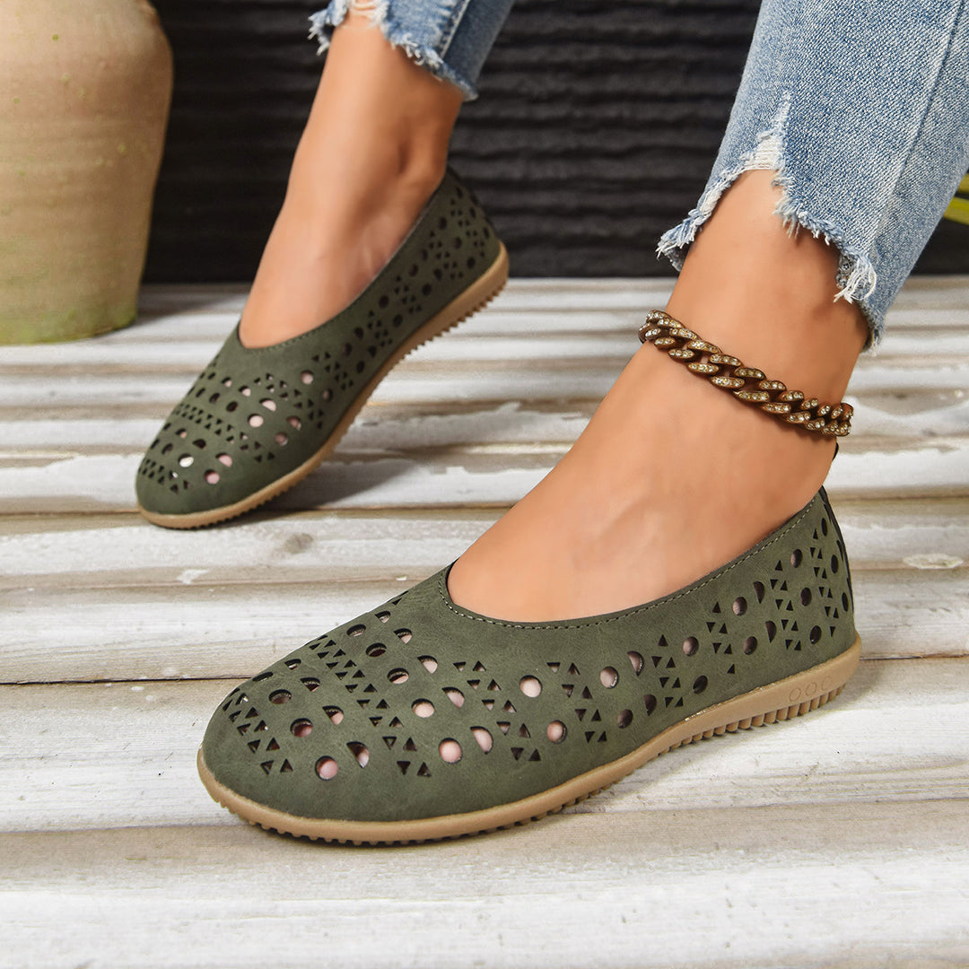 Damen Komfortable Ballerinas mit filigranem Schnitt EB