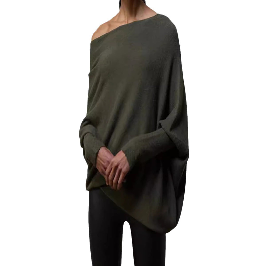 Damen Oversized Pullover mit asymmetrischem Schnitt und weitem Kragen EB