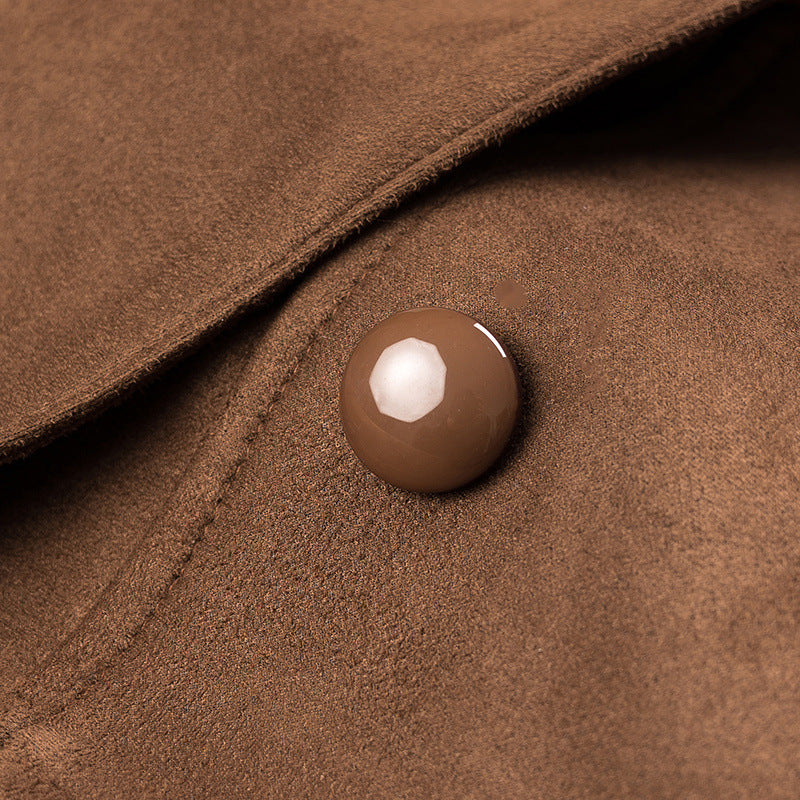 Damen modische Trenchjacke mit tailliertem Schnitt und abnehmbarem Gürtel EB
