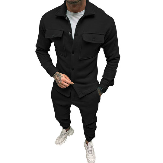 Herren sportliches Freizeit-Set mit modernem Kragen und praktischen Taschen EB