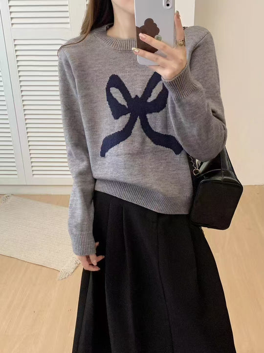 Damen Kuscheliger Pullover mit verspieltem Schleifenmotiv und weitem Schnitt EB