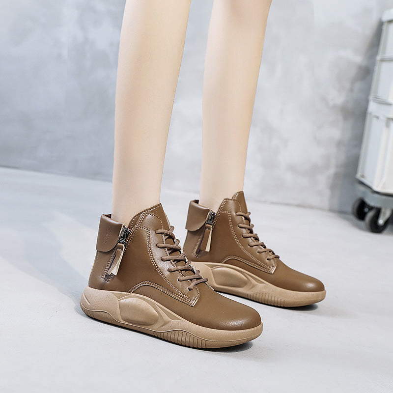 Damen modische High-Top Sneakers mit seitlichem Reißverschluss EB