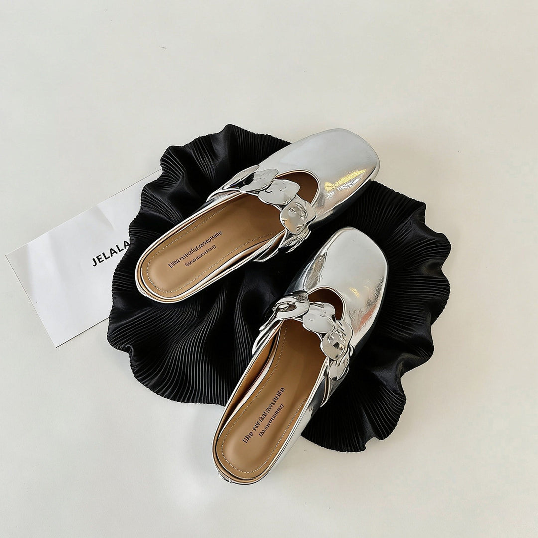 Damen elegante Slipper mit glänzender Applikation EB