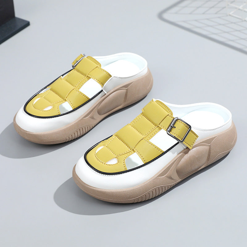 Damen modische Clogs mit verstellbarem Schnallenverschluss und luftiger Oberstruktur EB
