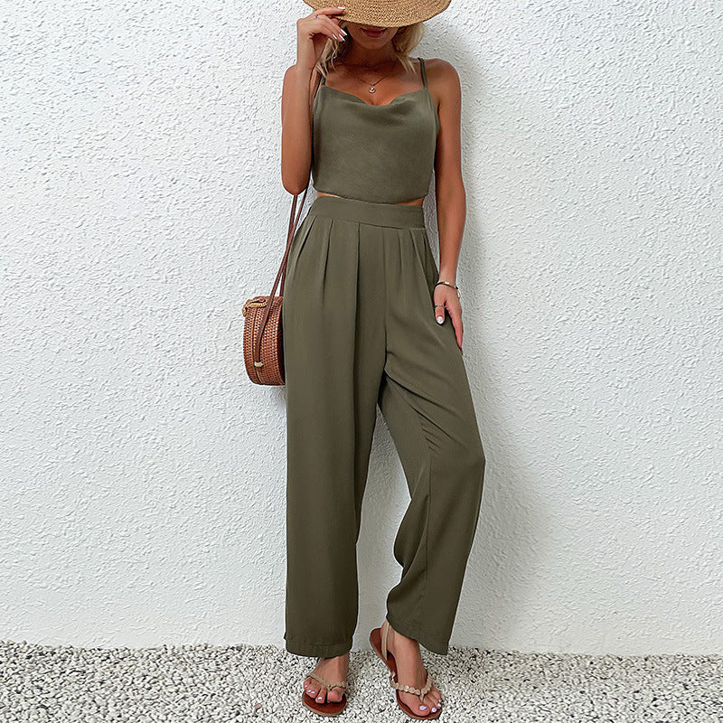 Damen Urbane Jumpsuit mit weitem Bein und flutterndem Oberteil EB